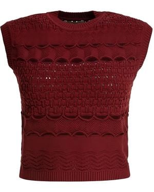 Elie Saab オープンニット トップ - レッド