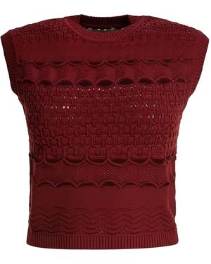 Elie Saab Open-Knit Tank Top - Red