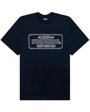 Neighborhood Logo-Print Cotton T-Shirt - Blue