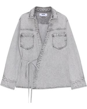 MSGM Patch Pocket Tie Shirt - Grey