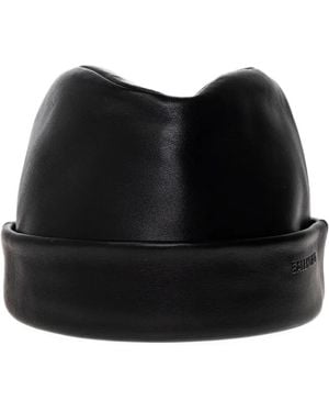 Balenciaga Leather Beanie - Black