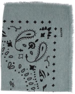Kujten Paisley-Pattern Fringed Scarf - Grey