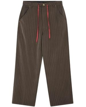Deus Ex Machina Hear & Now Pinstripe-Pattern Drawstring-Waist Trousers - Grey