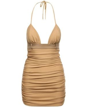MEDEA Ruched Halterneck Mini Dress - Metallic