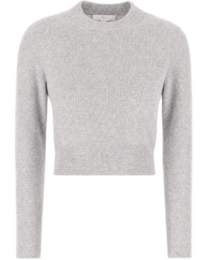Malo Ribbed-Knit Cropped Sweater - White