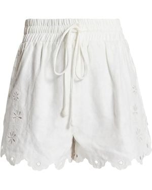 FARM Rio Eyelet-Embroidered Scalloped-Hem Shorts - White