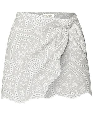 MC2 Saint Barth Floral Embroidered Mini Skirt - White