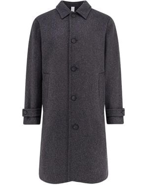 Hevò Button-Up Single-Breasted Coat - Blue