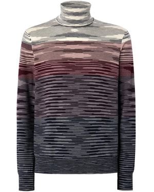 Missoni ストライプ タートルネックセーター - グレー
