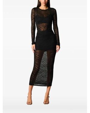 Hevron Rhea Patterned Long-Sleeve Top - Black