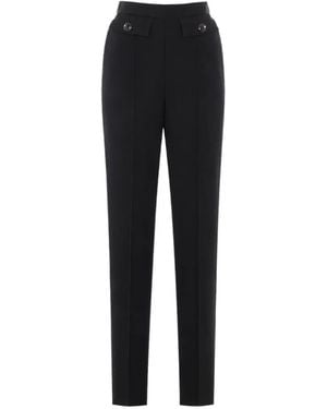 Elisabetta Franchi Logo-Button Pocket-Detail Trousers - Black