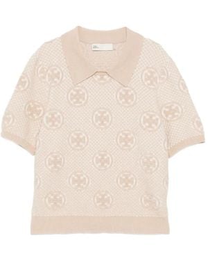 Tory Burch Monogram Jacquard Top - Natural