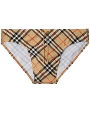 Burberry Check Swim Shorts - Natural
