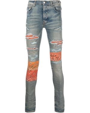 Amiri Bandana Artpatch Skinny Jeans - Blue