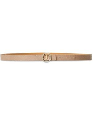 Twinset Lizard Skin-Effect Leather Belt - White