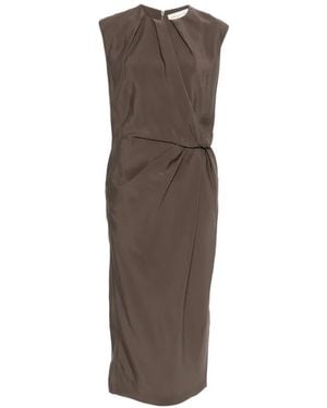 Phisique Du Role Knotted Draped Midi Dress - Brown