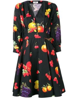 MSGM Fruit Print Dress - Black