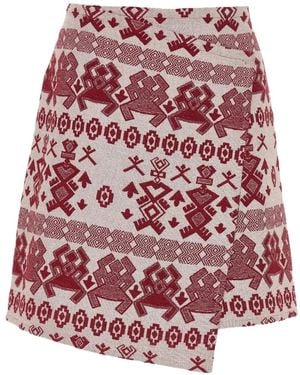 Devotion Geometric-Pattern Mini Skirt - Red
