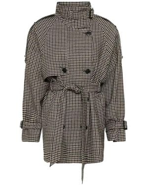 Gestuz Houndstooth Belted Coat - Gray