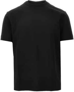 Emporio Armani Diamond-Textured Cotton T-Shirt - Black