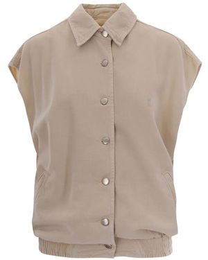 ICON DENIM Elasticated-Hem Denim Gilet - Gray