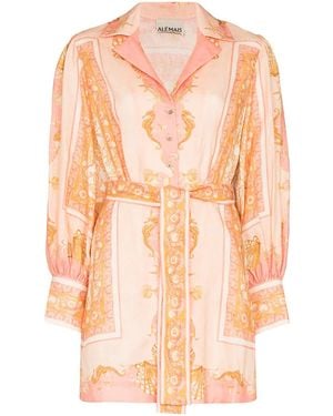 ALÉMAIS Ursula Scarf-Print Minidress - Pink