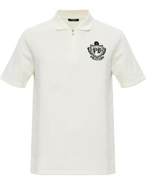 Balmain College Emblem short-sleeve polo shirt - Weiß