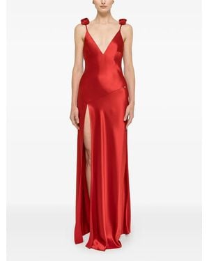 Nissa Robe Longue Dos Nu À Détail De Rosette - Red