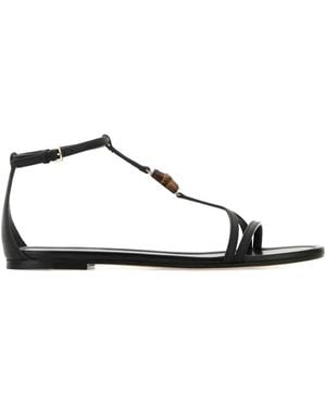 Gucci Bamboo-Detail Leather Sandals - Brown
