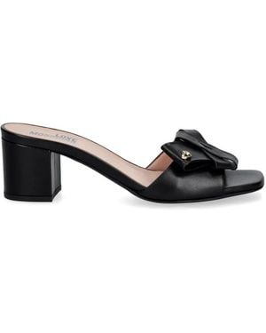 Love Moschino Bow-Detail Heart-Plaque Sandals - Black