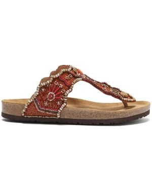 Maliparmi Sunset Paisley Infrabijoux Bead-Embellished Sandals - Brown