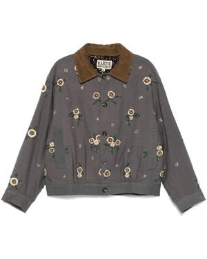 Kartik Research Floral-Embroidery Jacket - Grey