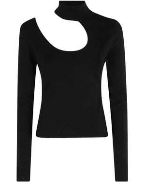 FEDERICA TOSI Cut-Out Mock-Neck T-Shirt - Black
