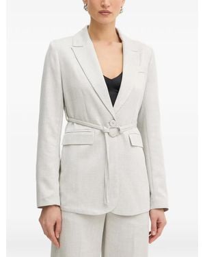 Fracomina Belted Notch-Lapel Blazer - White