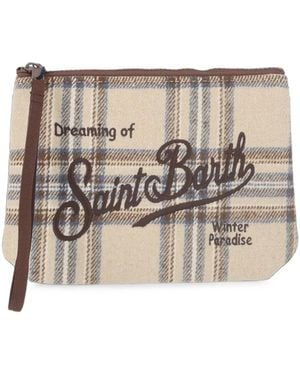 MC2 Saint Barth Aline Tartan-Check Clutch Bag - Natural