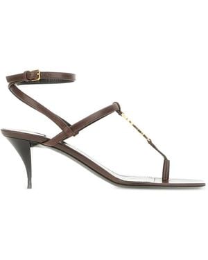 Saint Laurent Logo-Detail Heeled Sandals - White