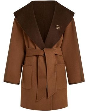 Karl Lagerfeld Reversible Belted Coat - Brown