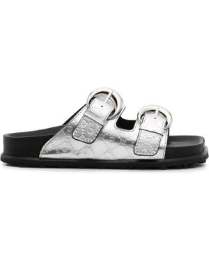 Marine Serre Tone Ms Ground Leather Sandals - White