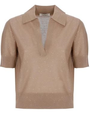 Kangra Sequin-Embellished Polo-Collar T-Shirt - Natural
