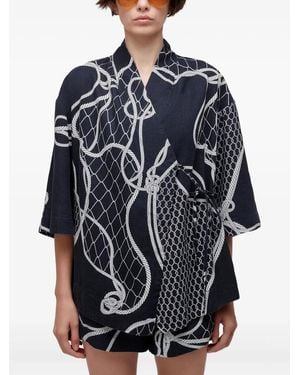 Osklen Rope-Print Knot Kimono - Blue