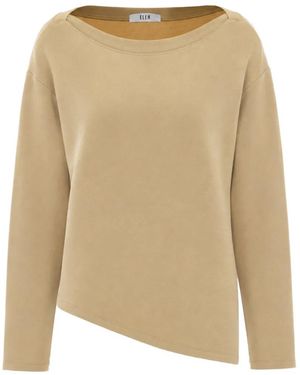 ELEH Asymmetric-Hem Long-Sleeve T-Shirt - Natural