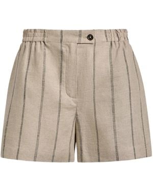 12 STOREEZ Striped-Pattern Elasticated-Waistband Shorts - Natural