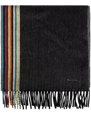 Paul Smith Écharpe En Cachemire À Rayures Signature - Noir