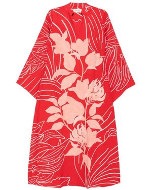 VERANDAH Abito Midi Wild Tulip A Fiori - Rosso