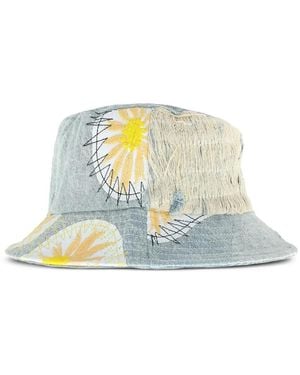 Who Decides War Floral-Embroidery Bucket Hat - White