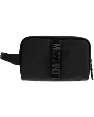 Moschino Clutch Con Zip E Logo - Nero