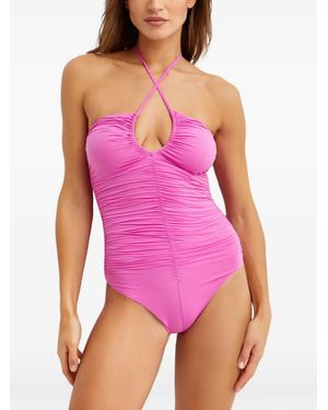 Marysia Swim Hasell Maillot Halterneck Ruched Swimsuit - Purple