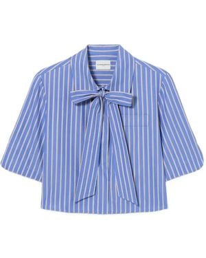 Claudie Pierlot Striped Tie-Neck Shirt - Blue