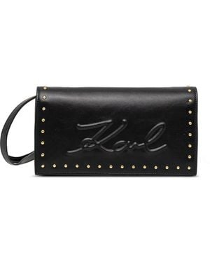 KARL LAGERFELD Portafoglio Goffrato Con Borchie - Nero