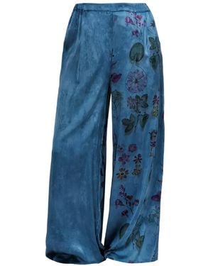 Avant Toi Pantalones Palazzo Con Estampado Floral - Azul